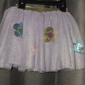 Mud Pie Lilac Tulle Skirt with Glittery Floral Design